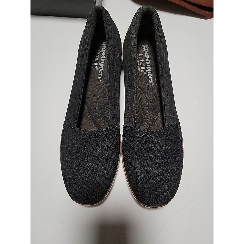 Women's Grasshoppers Junie Wedge Slip On Shoes Sz 8.5M Black